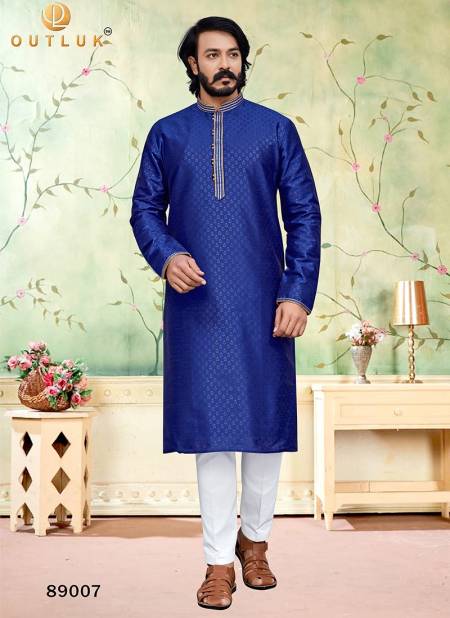 Blue Colour Outluk 89 New Latest Designer Ethnic Wear Silk Kurta Pajama Collection 89007